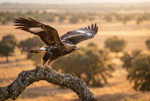 Eagle Taking Flight at Sunset