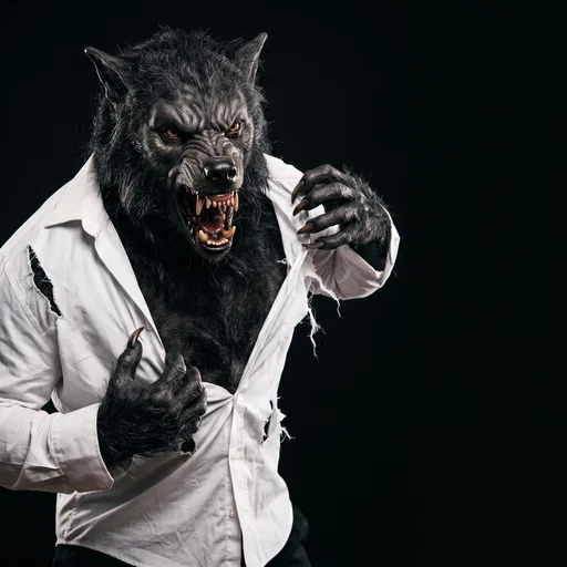 Fierce Werewolf Ripping White Dress Shirt