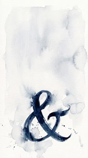 Indigo Watercolor Ampersand with Copy Space