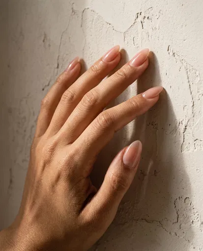Almond Nails on Textured Plaster Wall