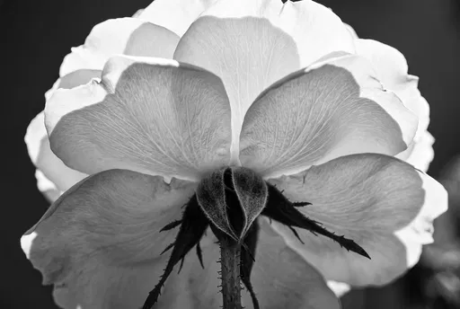 Black and White Backlit Rose Underside