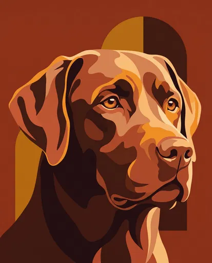 Modern Vector Portrait of Chocolate Labrador