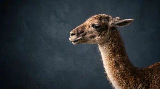 Studio Profile Portrait of a Guanaco