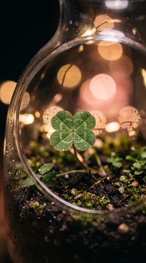 Four-Leaf Clover in Illuminated Terrarium