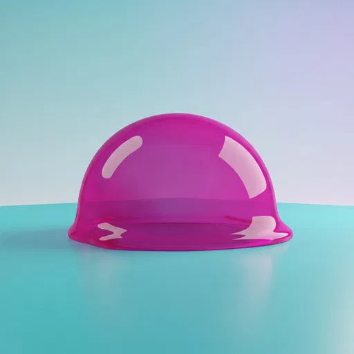 Translucent Magenta Slime Bubble on Turquoise