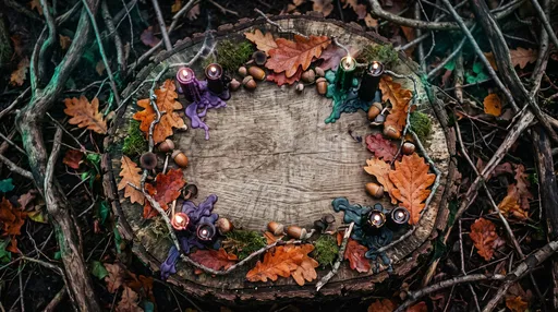 Autumn Stump Flatlay With Candles