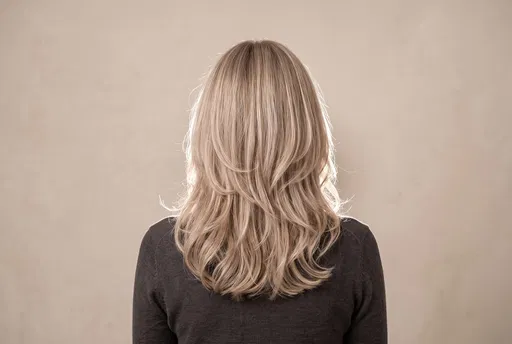 Rear View of Layered Blonde Hairstyle