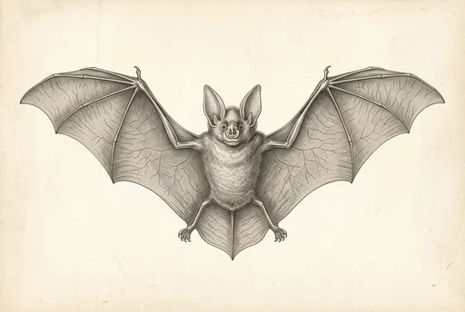 Vintage Scientific Drawing of Horseshoe Bat