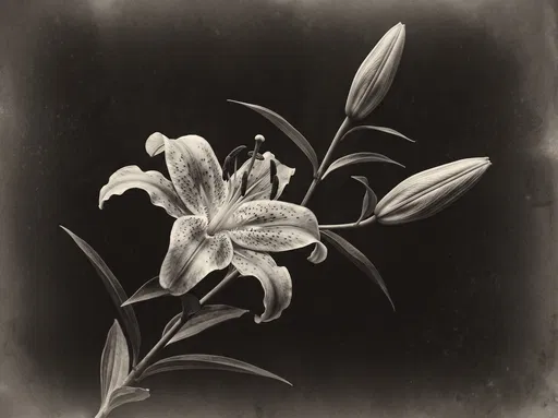 Monochrome Photogravure of Oriental Lily