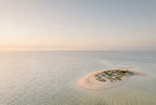 Aerial View of Tranquil Sandy Island Cay