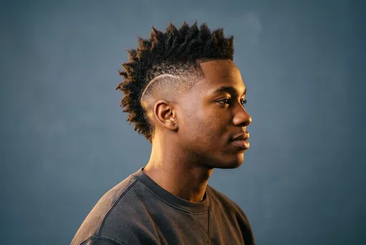 Young Man with Burst Fade Mohawk