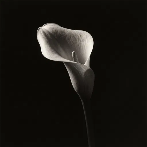 Monochrome Calla Lily on Black Background