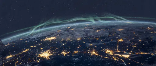 Planet Horizon at Night Illustration