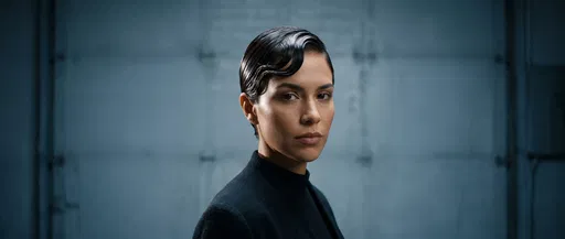 Woman With Sleek Pixie Haircut Portrait
