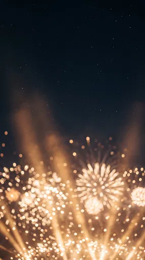Golden Fireworks Bokeh Night Sky Backdrop