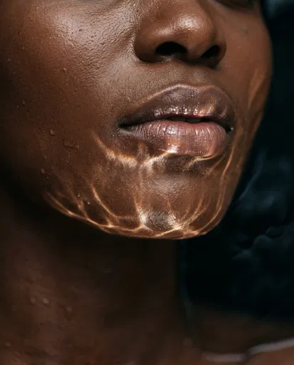Macro Portrait of Woman With Water Caustics