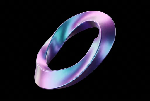 Iridescent 3D Twisted Loop on Black