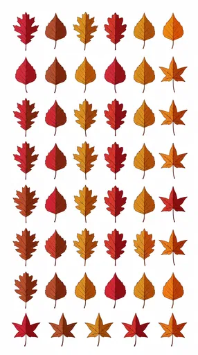 Autumn Leaves Flat Vector Clipart Set