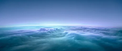 Aerial View Over Blue And Violet Clouds