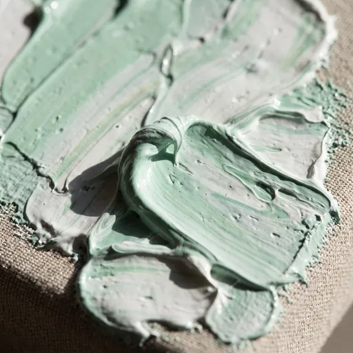 Mint Green Impasto Paint on Canvas