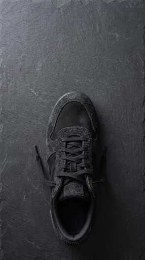 Black Suede Sneaker on Dark Slate