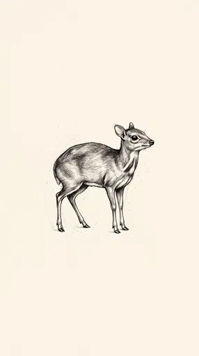 Monochrome Ink Illustration of Mouse Deer