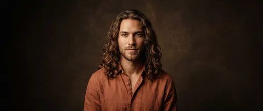Studio Portrait of Man With Long Hair