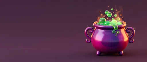 3D Purple Witch Cauldron With Green Bubbles