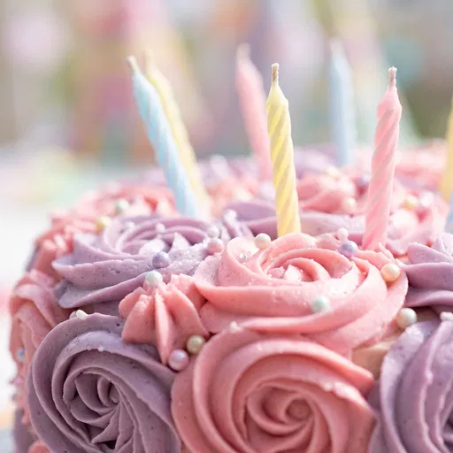 Pastel Buttercream Birthday Cake With Candles