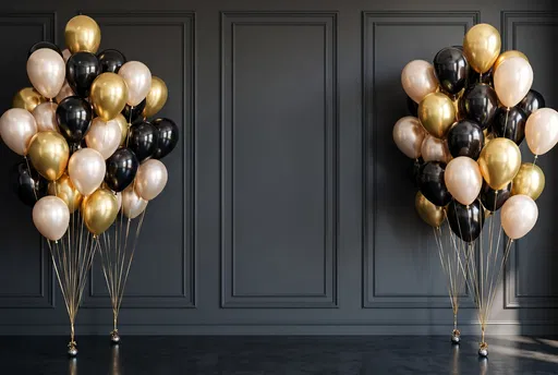 Gold Black and Champagne Balloon Backdrop