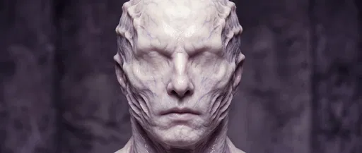 Symmetrical Eyeless Pale Monster Portrait