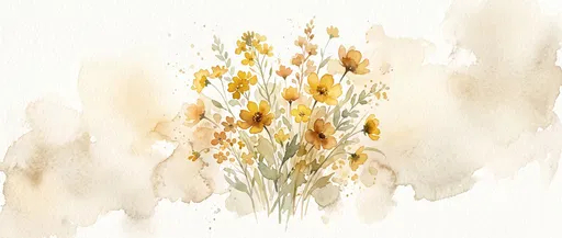 Mustard Wildflowers Watercolor Banner Background