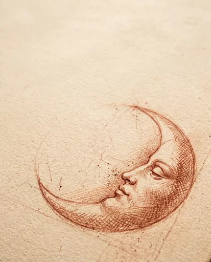 Renaissance Red Chalk Crescent Moon Sketch