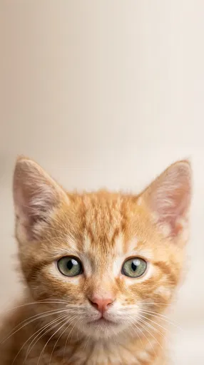 Ginger Tabby Kitten Portrait with Copy Space