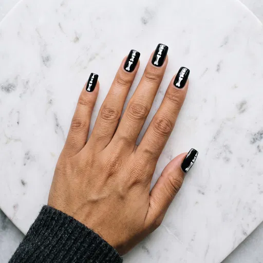 Black Skeleton Bone Halloween Nail Art