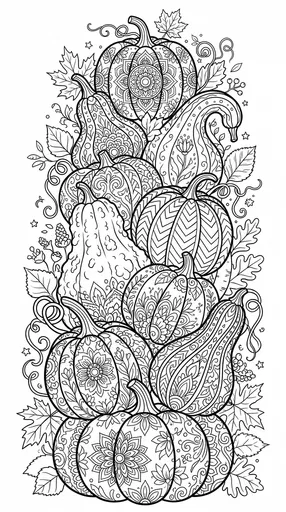 Stacked Patterned Pumpkins Coloring Page