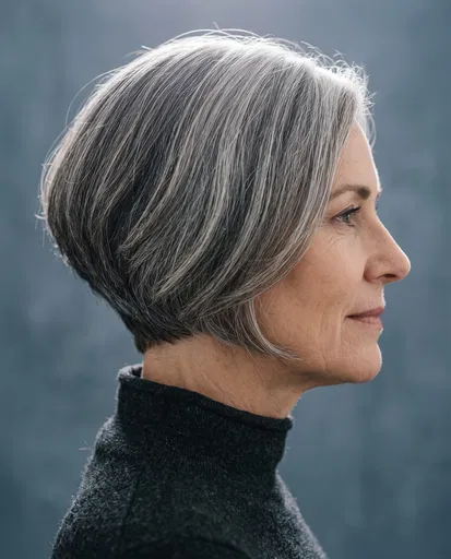 Profile of Woman With Stacked Bob