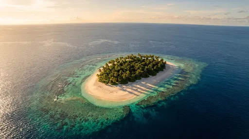 Aerial View of Tropical Palm Island