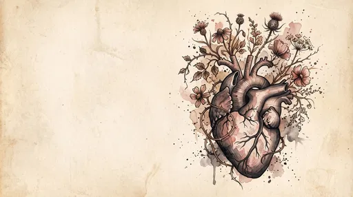 Floral Anatomical Heart Watercolor Illustration
