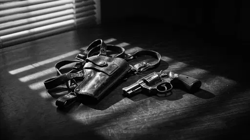Snub-Nose Revolver and Leather Holster in Noir Lighting