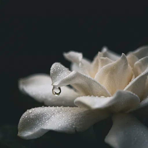 White Gardenia Flower with Water Droplet