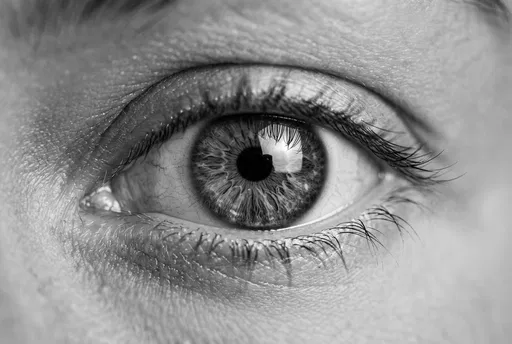 Monochrome Macro Close-Up of Human Eye
