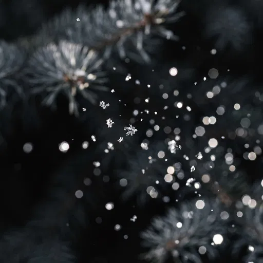 Macro Snowflakes and Evergreen Bokeh