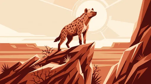 Geometric Hyena on Desert Rock Outcrop