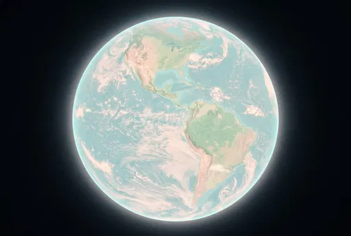 Pastel Glowing Planet Earth From Space