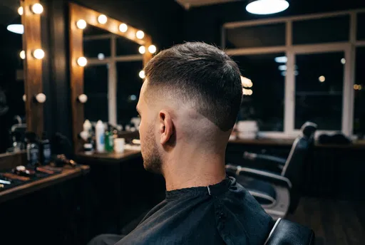 Man With Fade Haircut in Barbershop
