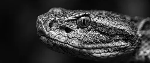 Black and White Macro Viper Head