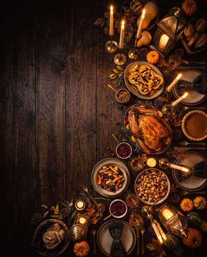 Rustic Thanksgiving Table With Copy Space
