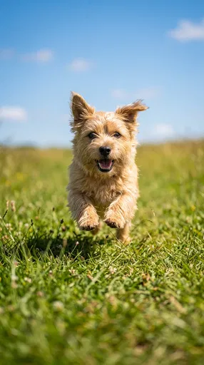 Wheaten Terrier Bounding Through Sunny Grass