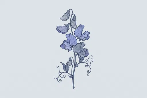 Blue Sweet Pea Botanical Illustration